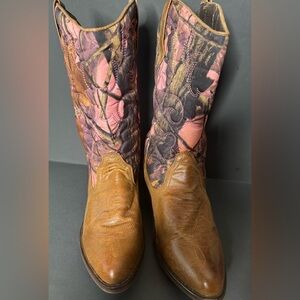 Rodeo Ropers Brown Pink Camo Cowboy Western Boots Peggy Camouflage Sz 9.5 W